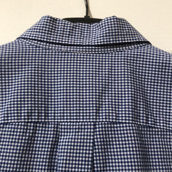 Ralph Lauren Boys' Gingham Button-Down Shirt and collar. Large 14-16.  Navy Blue - Picture 5 of 6
